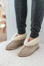 Ladies Beige Suede Wool Slipper