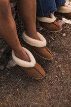 Mens Brown Suede Wool Slipper