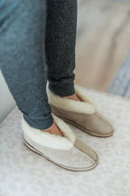 Ladies Beige Suede Wool Slipper