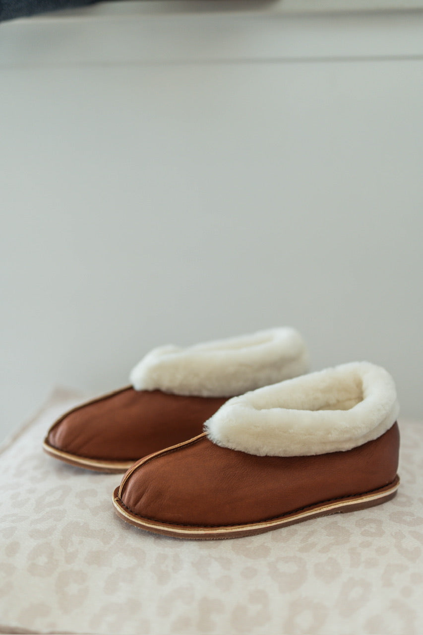Mens Premium Brown Sheep Skin Slipper