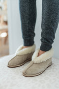 Ladies Beige Suede Wool Slipper