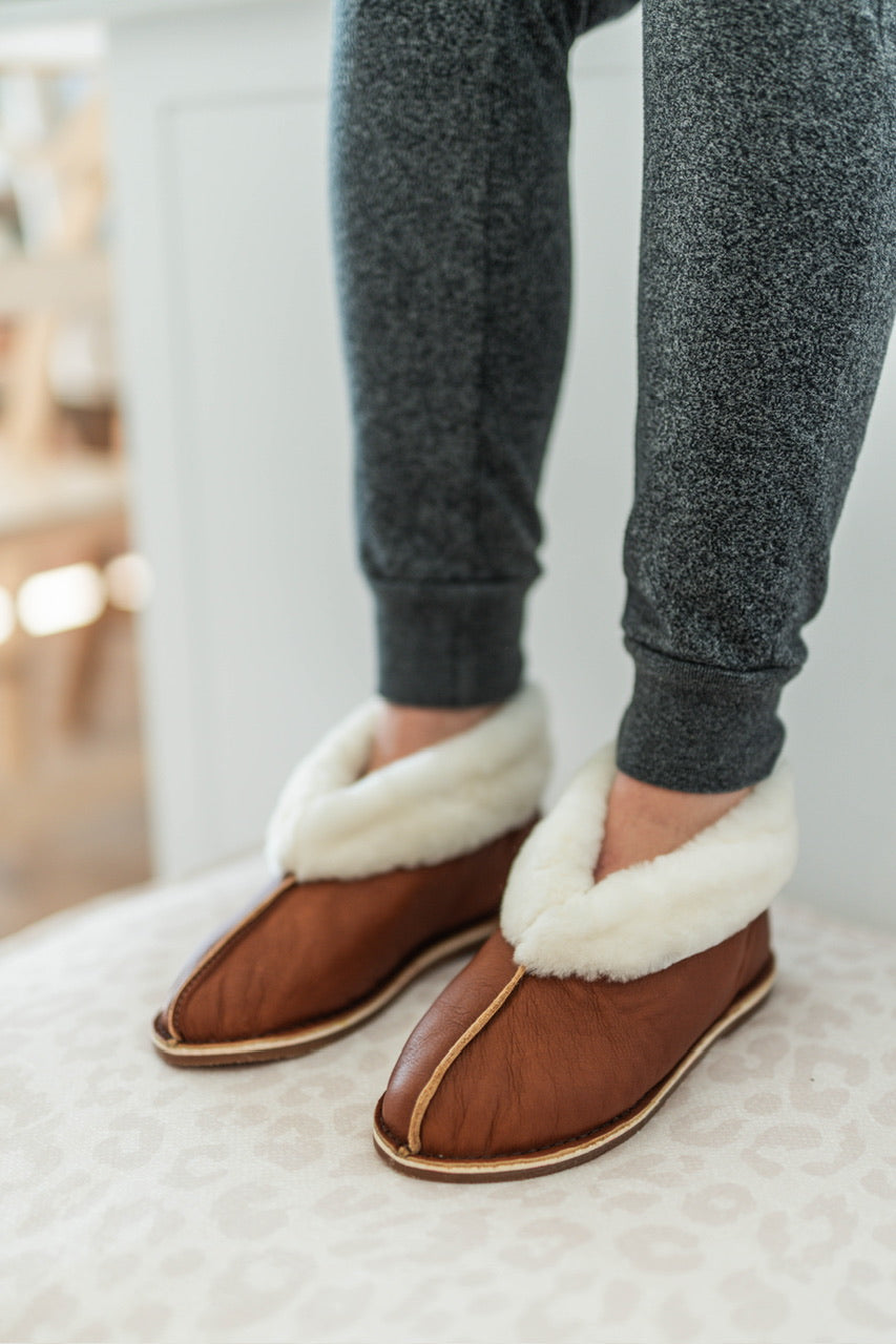 Ladies Premium Brown Sheep Skin Slipper