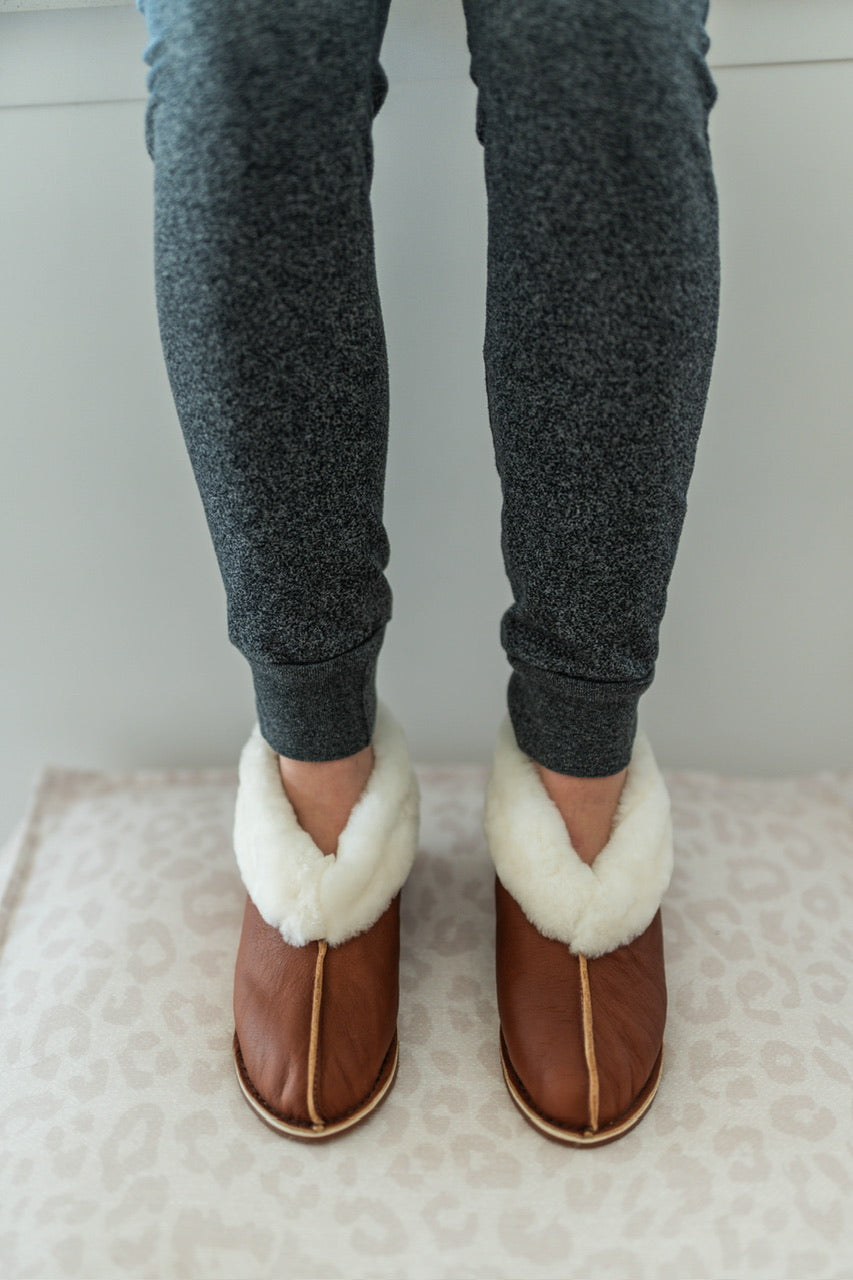 Ladies Premium Brown Sheep Skin Slipper